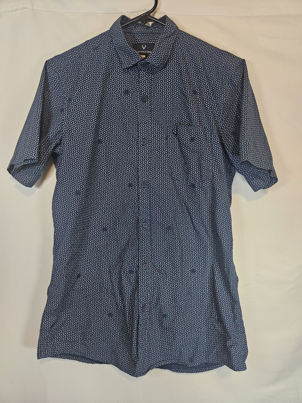 Allen Solly Men's Short-Sleeve Navy Blue Geo Print Button-Down Shirt